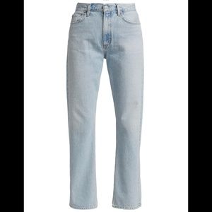 Agolde Mia Mid-Rise Distressed Straight-Leg Jeans